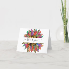 Cartão De Agradecimento Arco-íris e estampa de leopardo personalizado obri