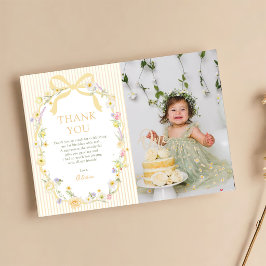 Cartão De Agradecimento Arco Íris Floral Listras Foto Aniversário