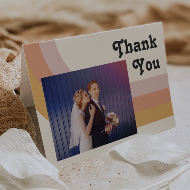 Cartão De Agradecimento Arco-Íris Moderno dos anos 70 | Foto dobrada (Criador carregado)