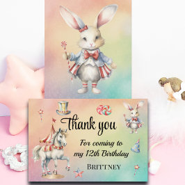 Cartão De Agradecimento Arco-Íris Pastel com Animais 12 Aniversário