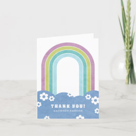 Cartão de Agradecimento Arco-Íris Retro & Margarid