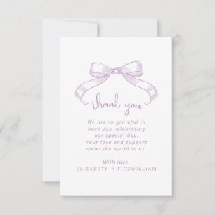 Cartão De Agradecimento Arco Romântico esboçado Lilac Wedding