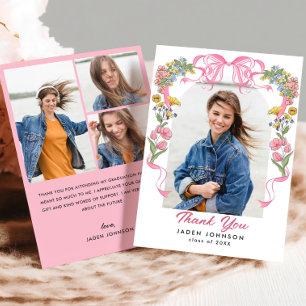 Cartão De Agradecimento Arco rosa de tendência Friso 4 Festa de formatura 