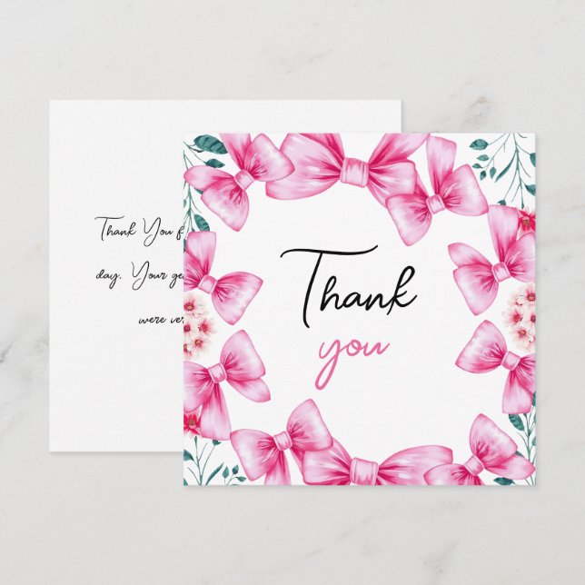 Cartão De Agradecimento Arco Rosa Floral Coquette Sweet 16 Aniversário (Frente/Verso)