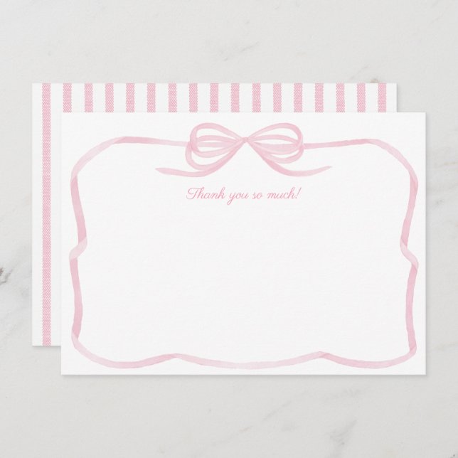 Cartão De Agradecimento Arco Rosa Girly Watercolor (Frente/Verso)