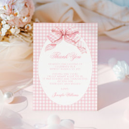 Cartão De Agradecimento Arco Rosa-Rosa-Gingham-Cachorro-Chá-Bebê