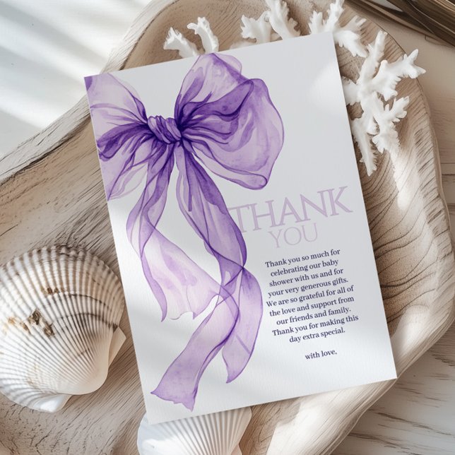 Cartão De Agradecimento Arco Roxo Aquarela Bebê Em Chá de fraldas De Sangu (Criador carregado)