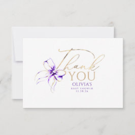 Cartão De Agradecimento Arco Roxo Elegante Caligrafia Obrigado