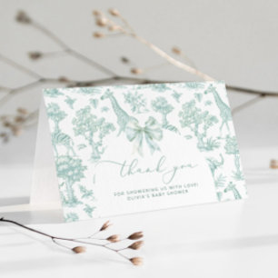 Cartão De Agradecimento Arco verde Toile de Jouy Safari