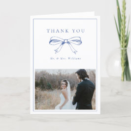 Cartão De Agradecimento Arco Vintage Blue Sr. & Sra. Photo Folded Wedding