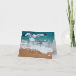 Cartão De Agradecimento Areia Cena de Praia Aqua + Areia