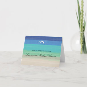 Cartão De Agradecimento Areia, Mar & Gaivotas   Oceano Pintado Obrigada