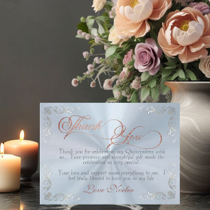 Cartão De Agradecimento Armação Vintage & Tiara Azul Pastel Quinceanera