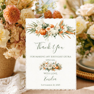 Cartão De Agradecimento Arranjo Floral Boho Outono Aniversário