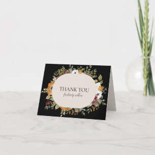 Cartão De Agradecimento Arranjo Floral Outonal Botânico Rústico Horizontal