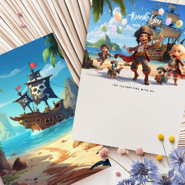 Cartão De Agradecimento Arrr-obrigado! Ilha Paraíso Pirata Aniversário