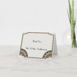Cartão De Agradecimento Art Déco Dourado Chique Obrigado Casamento