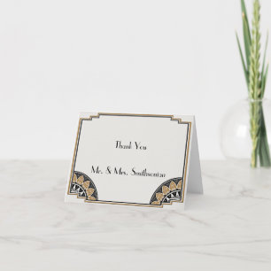 Cartão De Agradecimento Art Déco Dourado Chique Obrigado Casamento