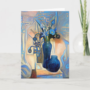 Cartão De Agradecimento Art Deco em Azul