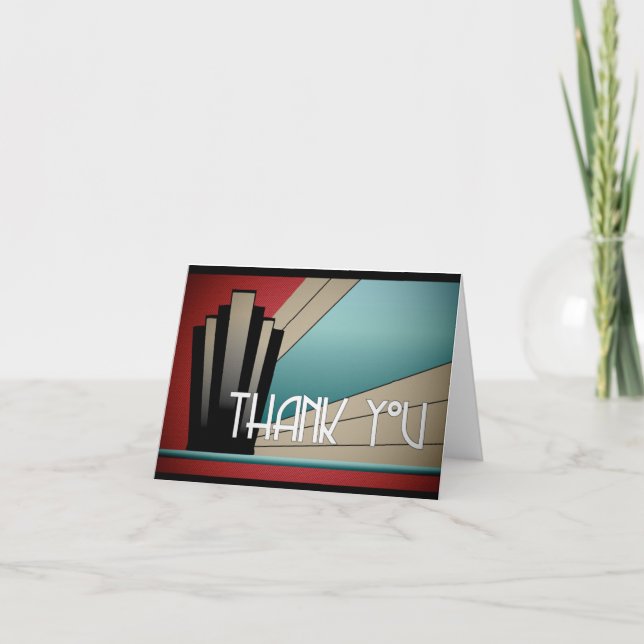 Cartão De Agradecimento Art Deco Obrigado (Frente)