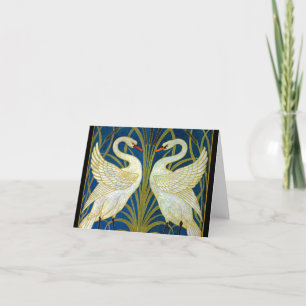 Cartão De Agradecimento Art Deco Swans