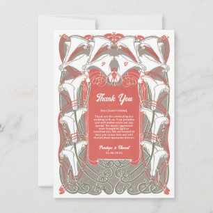 Cartão De Agradecimento Art Nouveau Calla Lily Elegance