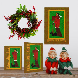 Cartão De Agradecimento Art Nouveau Scotty Dog Holiday Card