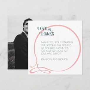 Cartão De Agradecimento Art Nouveau Vintage Borboleta Rosa Foto de Casamen