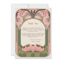Art Nouveau Vintage Floral Rosa Verde Casamento