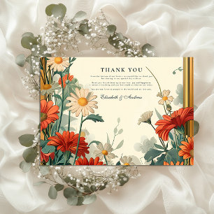 Cartão De Agradecimento Art Nouveau Wildflower Frame Weding