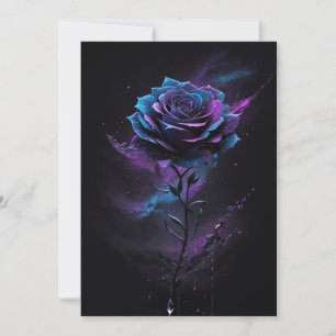Cartão De Agradecimento Arte de abertura de Rosa preto-roxo e azul-estrela