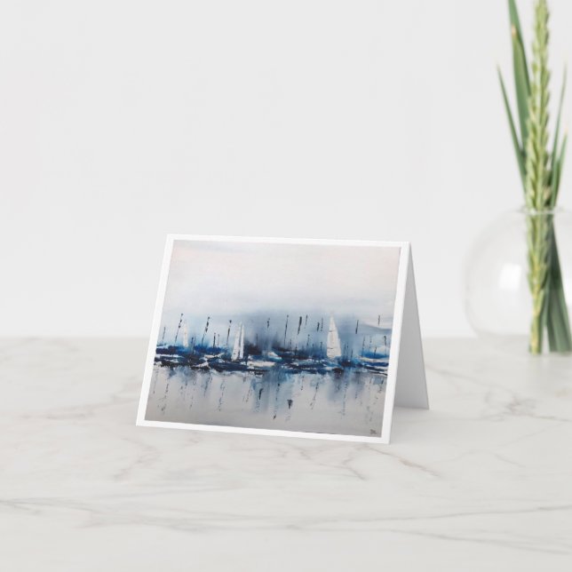 Cartão De Agradecimento Arte de Barco Original na Placa de Vazio (Frente)