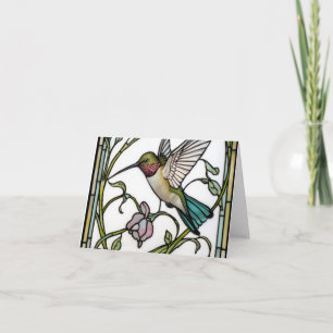 Cartão De Agradecimento Arte de beija-flor elegante botânico boho chic