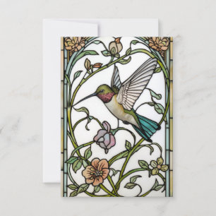 Cartão De Agradecimento Arte de beija-flor elegante botânico boho chic