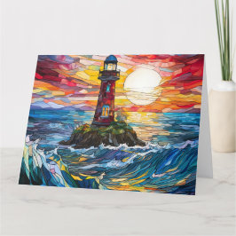 Cartão De Agradecimento Arte De Farol Costeiro De Vidro Estreito