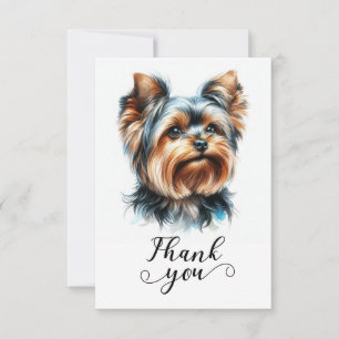 Cartão De Agradecimento Arte de Ilustração de Yorkshire Terrier Yorkie Fof
