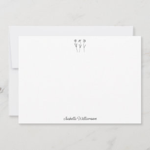 Cartão De Agradecimento Arte de Linha Floral Minimalista Personalizada Sim