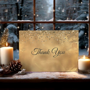 Cartão De Agradecimento Arte de mármore com monograma dourado vermelho fof