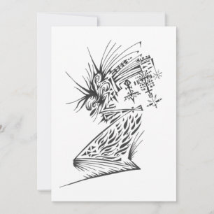 Cartão De Agradecimento Arte de Tatuagem Tribal Abstrata Preta Fluindo