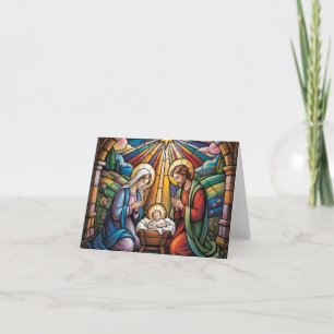 Cartão De Agradecimento Arte de Vitral da Natividade – Natal da Sagrada Fa