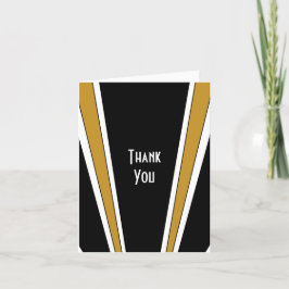 Cartão De Agradecimento Arte Deco Casamento De Design Preto E Dourado
