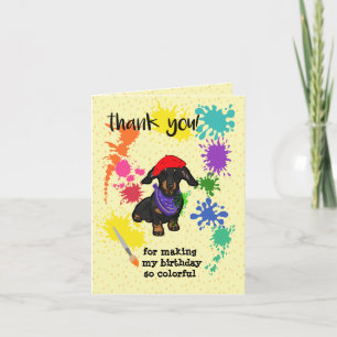 Cartão De Agradecimento Arte Divertida de Cachorro Dachshund Fofo de Anive