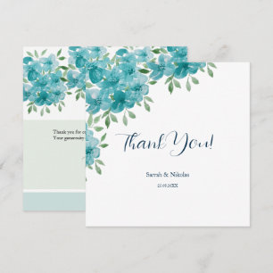 Cartão De Agradecimento Arte em Aquarela de Flor de Hortelã Azul Elegante 