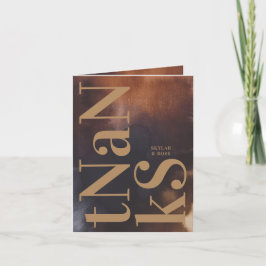 Cartão De Agradecimento Arte enferrujada Grande Monograma Simples Bold Mod