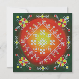 Cartão De Agradecimento Arte folclórica tradicional letã com pintura de 