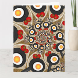 Cartão De Agradecimento Arte fractal de brunch engraçado, tomates, ovos