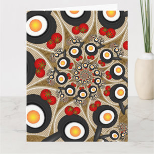 Cartão De Agradecimento Arte fractal de brunch engraçado, tomates, ovos