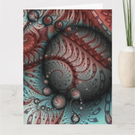 Cartão De Agradecimento Arte fractal de fantasia vívida abstrata marrom az