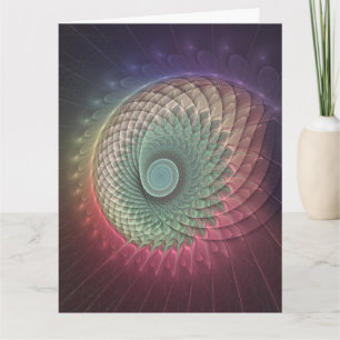 Cartão De Agradecimento Arte fractal moderna colorida de caracol abstrato