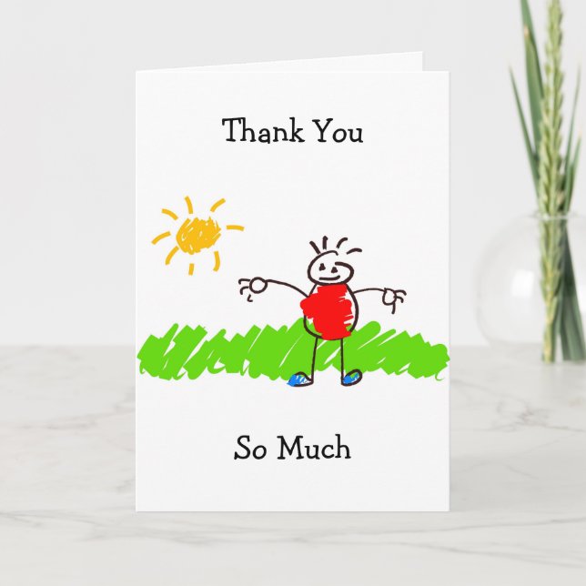 Cartão De Agradecimento Arte Infantil, Muito Obrigado, Tão Gentil (Frente)